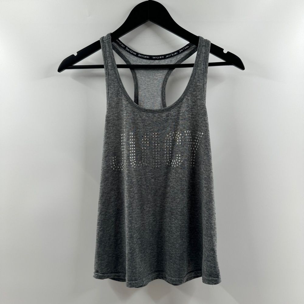 Juicy Couture Grey Rhinestone Logo Racerback Tank Top